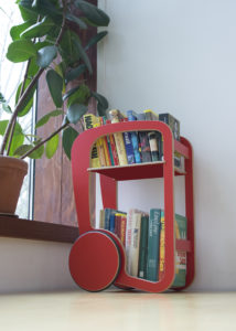 fleimio mini trolley red with books at fleimio headquarters