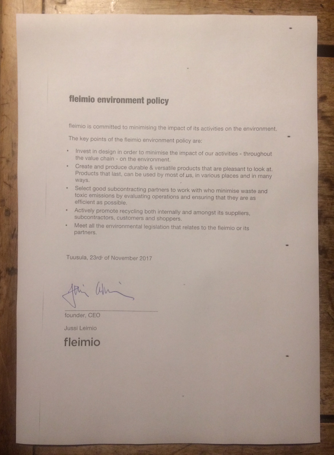 fleimio-environment-policy