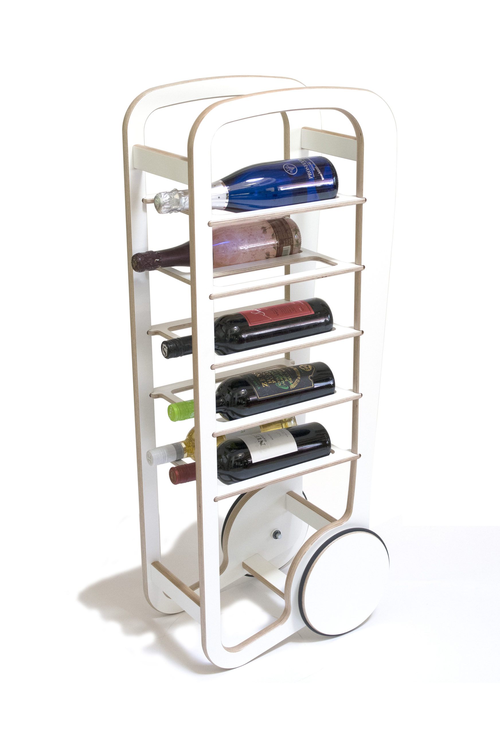 fleimio wine trolley white with wine bottles